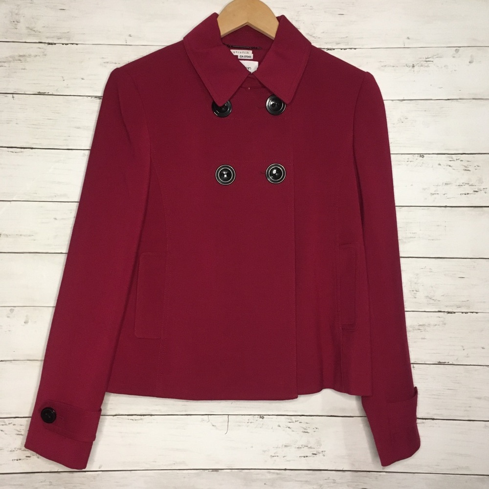 Calvin Klein red double breasted swing jacket